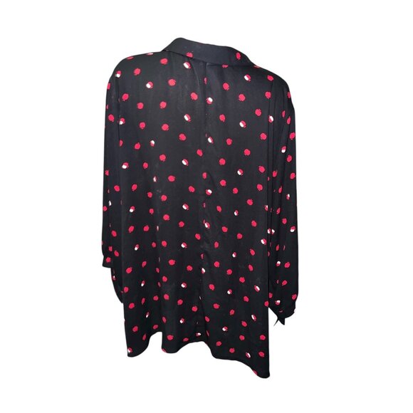Catherines Womens Black Button-Down Shirt Size 3XL Red Apple Print Relaxed Fit 1 - Picture 10 of 12